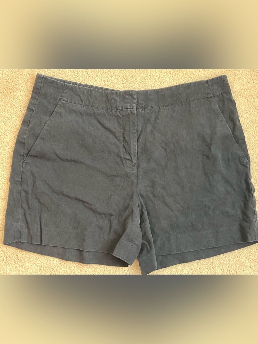 Theory Women's Charcoal Flat Front Shorts - Slate Gray